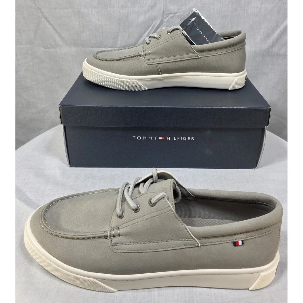 Tommy Hilfiger Gervis Men's Grey Boat Shoe Low Top‎ Lace Up Memory Foam Size 9M